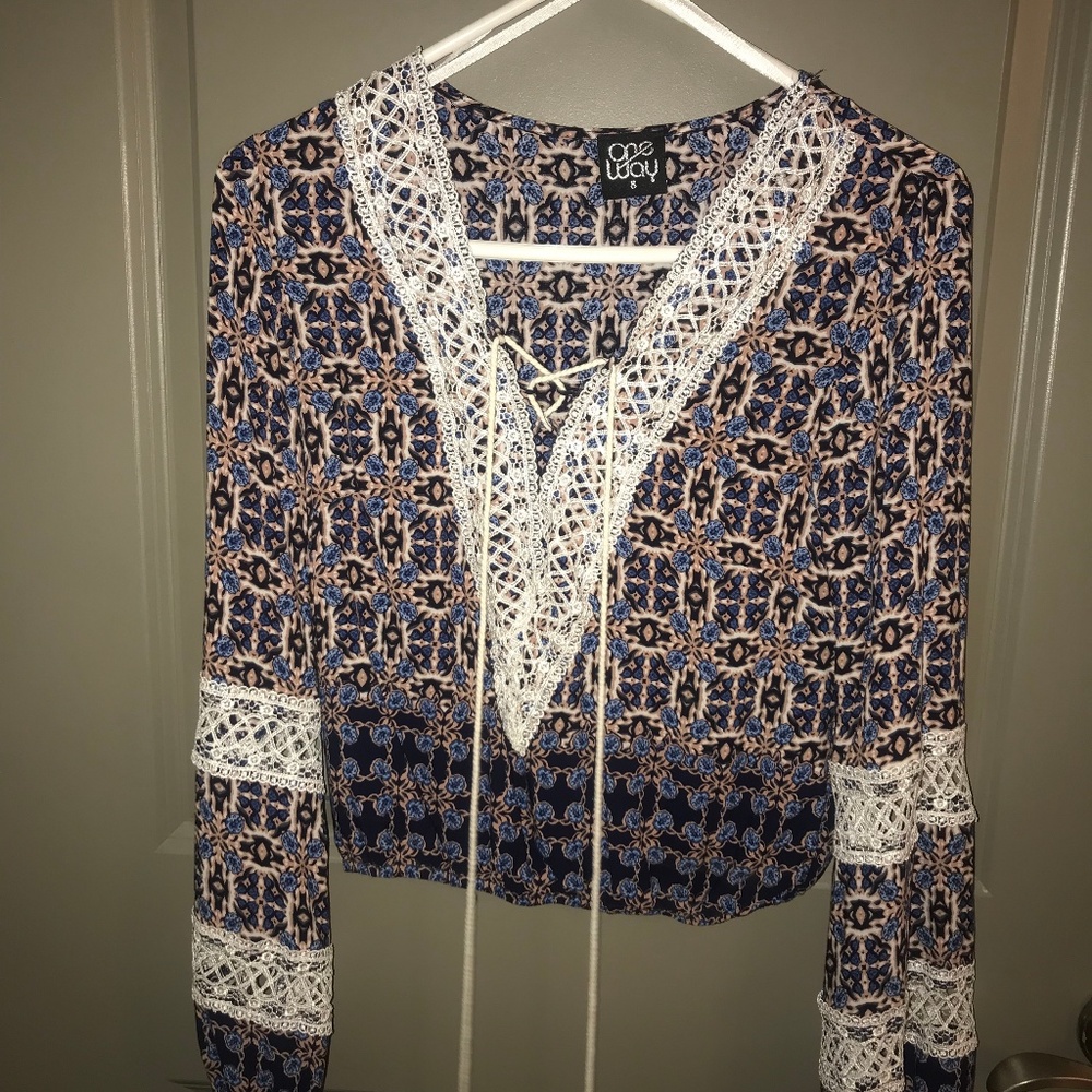 LF Tie Front Paisley Blouse